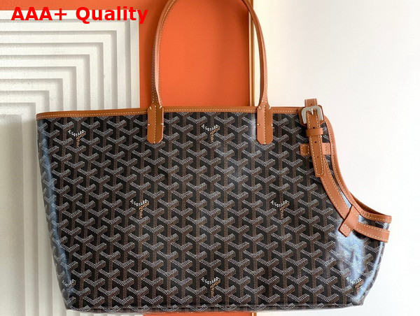 Goyard Chien Gris Bag in Black and Tan Goyardine Canvas and Chevroches Calfskin Replica