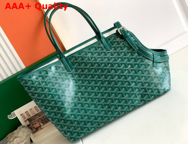 Goyard Chien Gris Bag in Green Goyardine Canvas and Chevroches Calfskin Replica