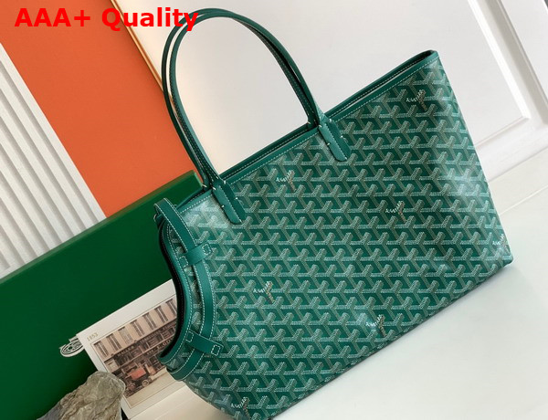 Goyard Chien Gris Bag in Green Goyardine Canvas and Chevroches Calfskin Replica