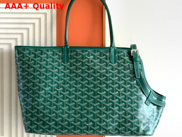 Goyard Chien Gris Bag in Green Goyardine Canvas and Chevroches Calfskin Replica