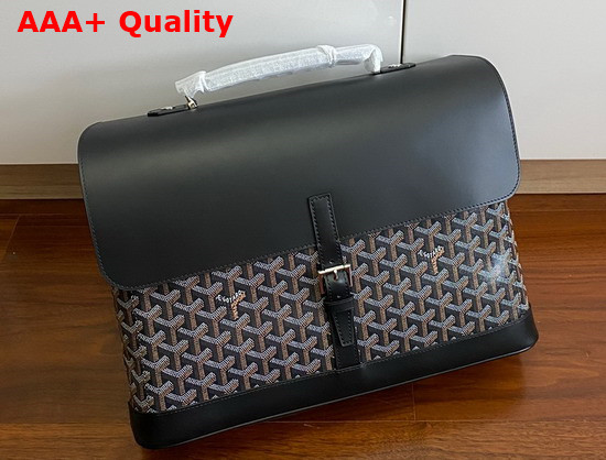 Goyard Citadin PM Messenger Bag in Black Goyardine Canvas and Clamecy Cowhide Replica