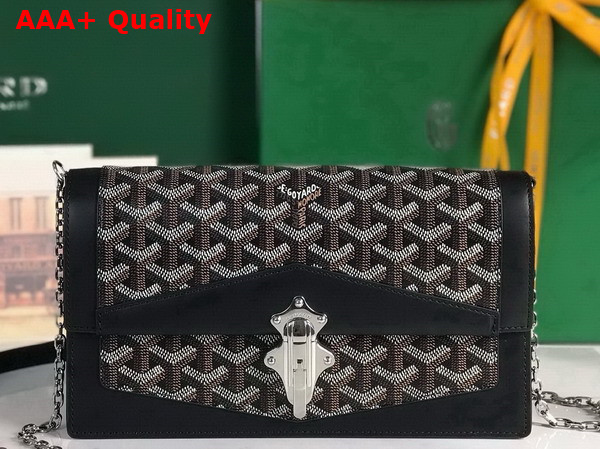 Goyard Duchesse Marie Caroline Bag in Black Goyardine Canvas and Cervon Calfskin Replica