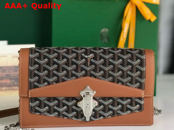 Goyard Duchesse Marie Caroline Bag in Black and Tan Goyardine Canvas and Cervon Calfskin Replica