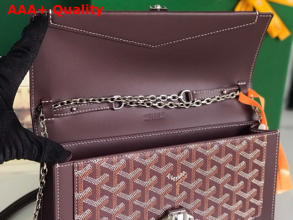 Goyard Duchesse Marie Caroline Bag in Burgundy Goyardine Canvas and Cervon Calfskin Replica