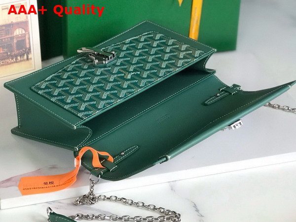 Goyard Duchesse Marie Caroline Bag in Green Goyardine Canvas and Cervon Calfskin Replica