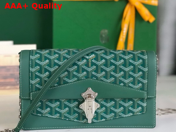 Goyard Duchesse Marie Caroline Bag in Green Goyardine Canvas and Cervon Calfskin Replica