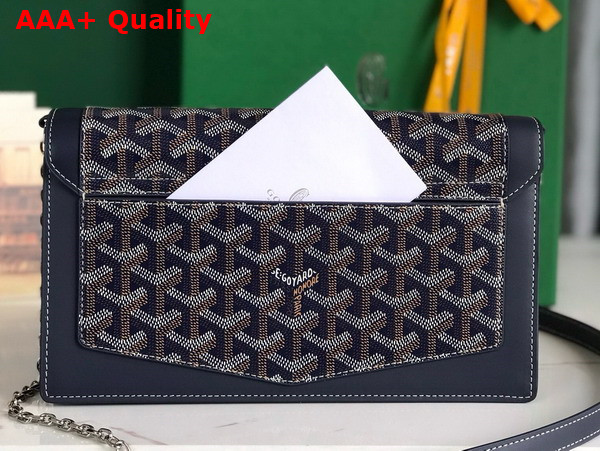 Goyard Duchesse Marie Caroline Bag in Navy Blue Goyardine Canvas and Cervon Calfskin Replica