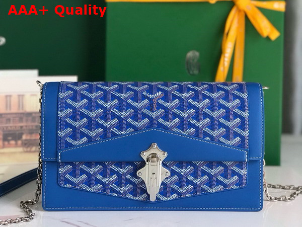 Goyard Duchesse Marie Caroline Bag in Sky Blue Goyardine Canvas and Cervon Calfskin Replica