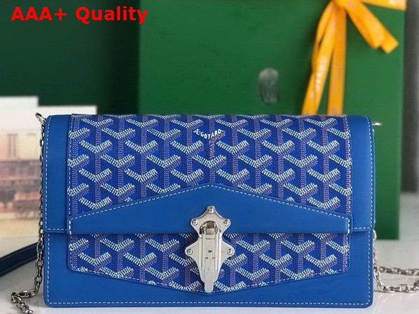 Goyard Duchesse Marie Caroline Bag in Sky Blue Goyardine Canvas and Cervon Calfskin Replica