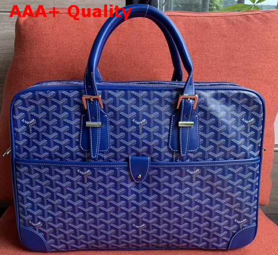 Goyard Gentlemen Only Briefcase in Blue Goyardine Canvas Replica