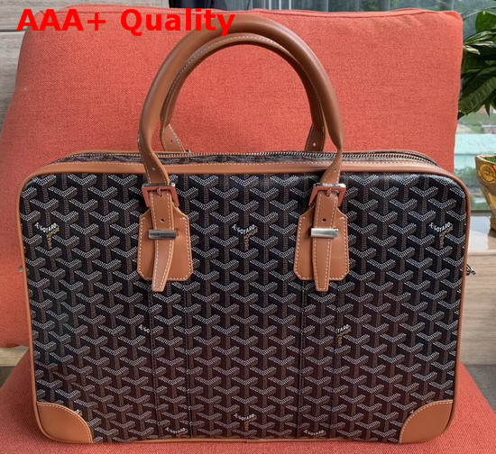 Goyard Gentlemen Only Briefcase in Brown Goyardine Canvas Replica