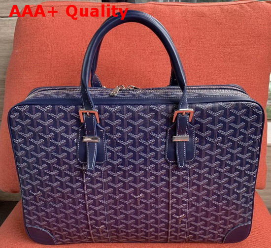 Goyard Gentlemen Only Briefcase in Navy Blue Goyardine Canvas Replica