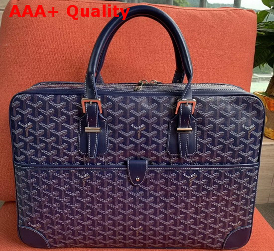 Goyard Gentlemen Only Briefcase in Navy Blue Goyardine Canvas Replica