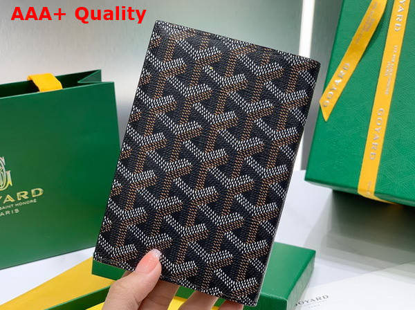 Goyard Grenelle Passport Cover in Black Goyardine Canvas and Vauzelles Calfskin Replica