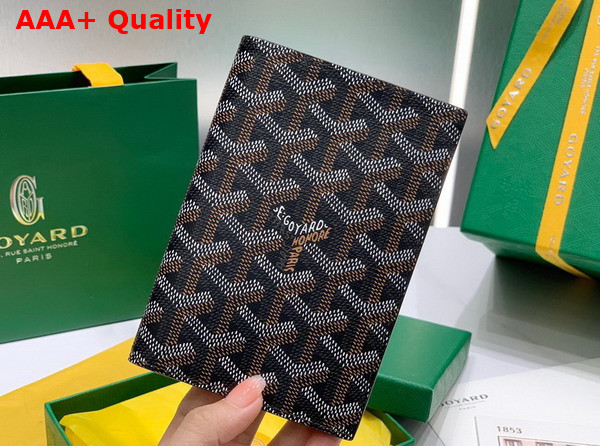 Goyard Grenelle Passport Cover in Black Goyardine Canvas and Vauzelles Calfskin Replica