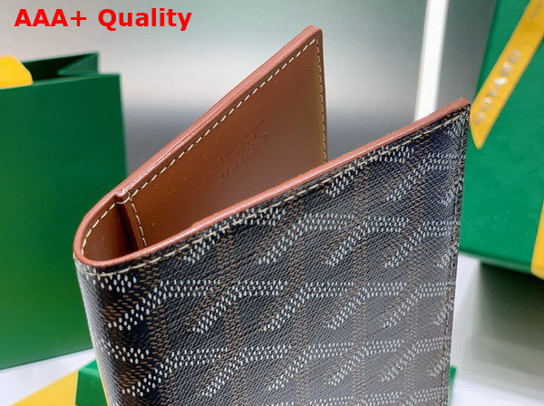 Goyard Grenelle Passport Cover in Black and Tan Goyardine Canvas and Vauzelles Calfskin Replica