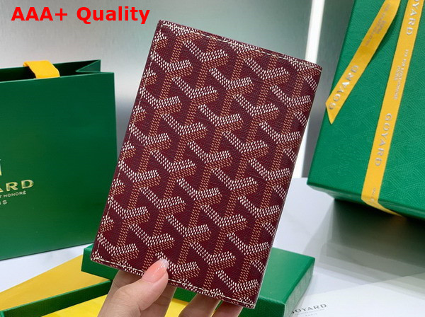 Goyard Grenelle Passport Cover in Burgundy Goyardine Canvas and Vauzelles Calfskin Replica