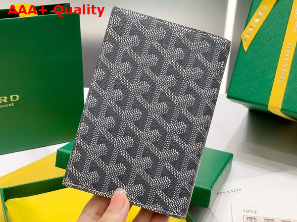 Goyard Grenelle Passport Cover in Gray Goyardine Canvas and Vauzelles Calfskin Replica