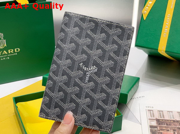 Goyard Grenelle Passport Cover in Gray Goyardine Canvas and Vauzelles Calfskin Replica