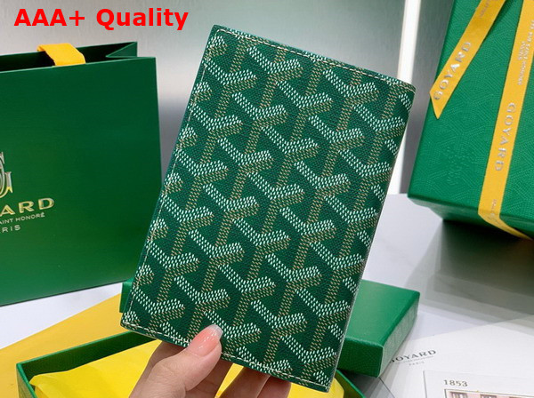 Goyard Grenelle Passport Cover in Green Goyardine Canvas and Vauzelles Calfskin Replica