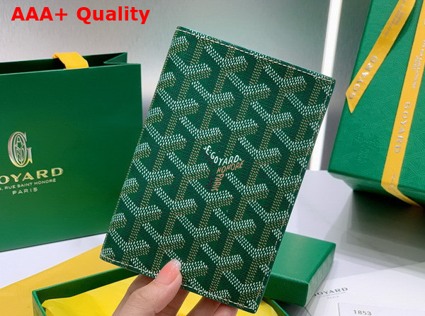 Goyard Grenelle Passport Cover in Green Goyardine Canvas and Vauzelles Calfskin Replica