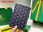 Goyard Grenelle Passport Cover in Navy Blue Goyardine Canvas and Vauzelles Calfskin Replica