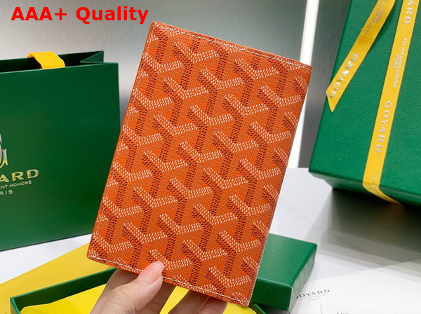 Goyard Grenelle Passport Cover in Orange Goyardine Canvas and Vauzelles Calfskin Replica