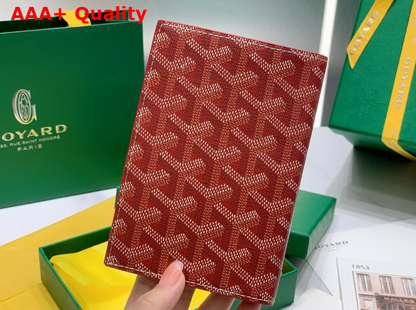 Goyard Grenelle Passport Cover in Red Goyardine Canvas and Vauzelles Calfskin Replica