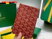 Goyard Grenelle Passport Cover in Red Goyardine Canvas and Vauzelles Calfskin Replica