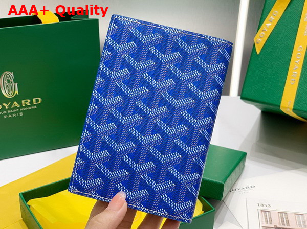 Goyard Grenelle Passport Cover in Sky Blue Goyardine Canvas and Vauzelles Calfskin Replica