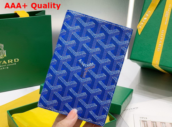 Goyard Grenelle Passport Cover in Sky Blue Goyardine Canvas and Vauzelles Calfskin Replica