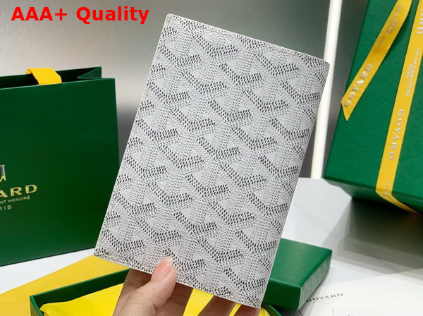 Goyard Grenelle Passport Cover in White Goyardine Canvas and Vauzelles Calfskin Replica