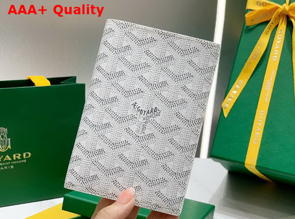 Goyard Grenelle Passport Cover in White Goyardine Canvas and Vauzelles Calfskin Replica