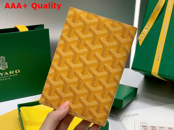 Goyard Grenelle Passport Cover in Yellow Goyardine Canvas and Vauzelles Calfskin Replica