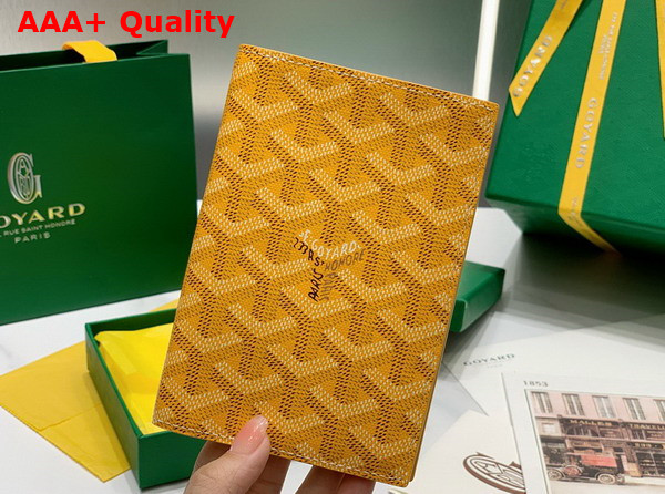 Goyard Grenelle Passport Cover in Yellow Goyardine Canvas and Vauzelles Calfskin Replica