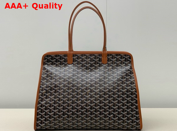 Goyard Hardy PM Bag Black and Tan Goyardine Canvas and Decize Taurillon Leather Replica