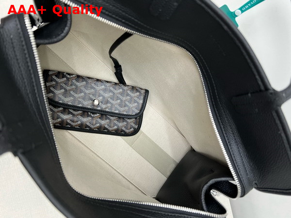 Goyard Hardy PM Bag in Black Goyardine Canvas and Decize Taurillon Leather Replica