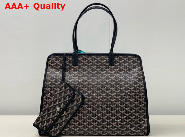 Goyard Hardy PM Bag in Black Goyardine Canvas and Decize Taurillon Leather Replica