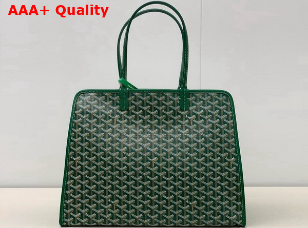 Goyard Hardy PM Bag in Green Goyardine Canvas and Decize Taurillon Leather Replica