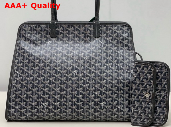 Goyard Hardy PM Bag in Grey Goyardine Canvas and Decize Taurillon Leather Replica