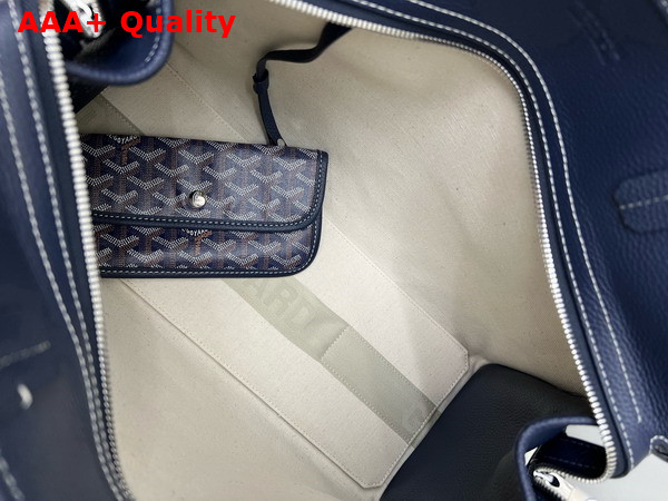 Goyard Hardy PM Bag in Navy Blue Goyardine Canvas and Decize Taurillon Leather Replica