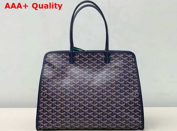 Goyard Hardy PM Bag in Navy Blue Goyardine Canvas and Decize Taurillon Leather Replica