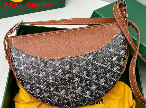 Goyard Hirondelle Bag Black and Tan Goyardine Canvas and Chevroches Calfskin Replica