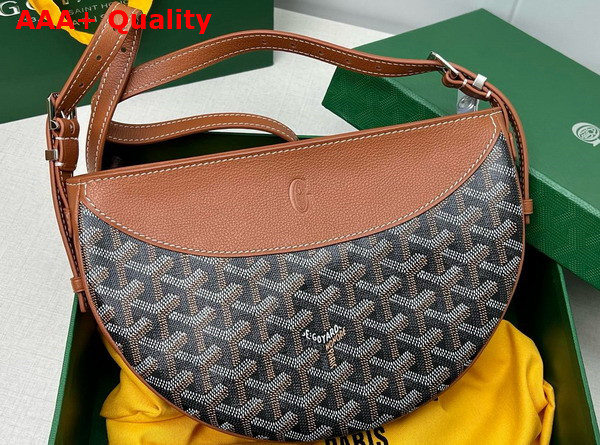 Goyard Hirondelle Bag Black and Tan Goyardine Canvas and Chevroches Calfskin Replica