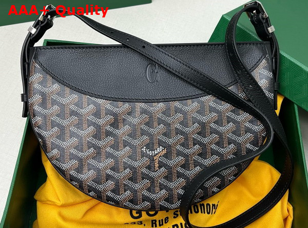 Goyard Hirondelle Bag in Black Goyardine Canvas and Chevroches Calfskin Replica