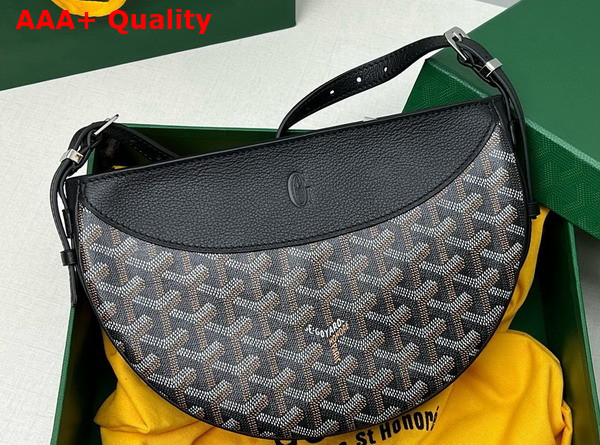 Goyard Hirondelle Bag in Black Goyardine Canvas and Chevroches Calfskin Replica