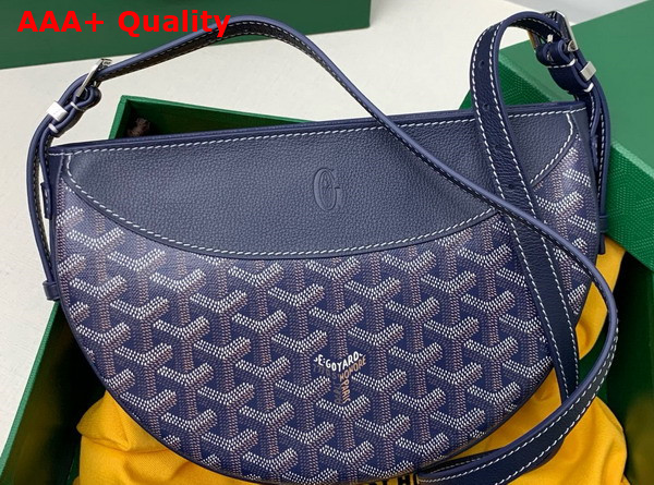 Goyard Hirondelle Bag in Navy Blue Goyardine Canvas and Chevroches Calfskin Replica