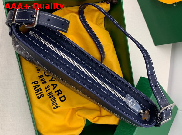 Goyard Hirondelle Bag in Navy Blue Goyardine Canvas and Chevroches Calfskin Replica