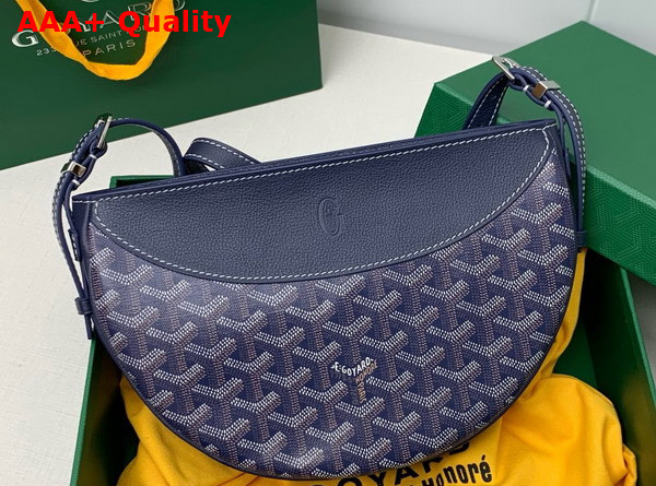 Goyard Hirondelle Bag in Navy Blue Goyardine Canvas and Chevroches Calfskin Replica