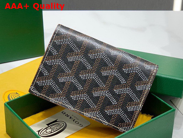 Goyard Malesherbes Card Wallet Black and Tan Goyardine Canvas and Vauzelles Calfskin Replica